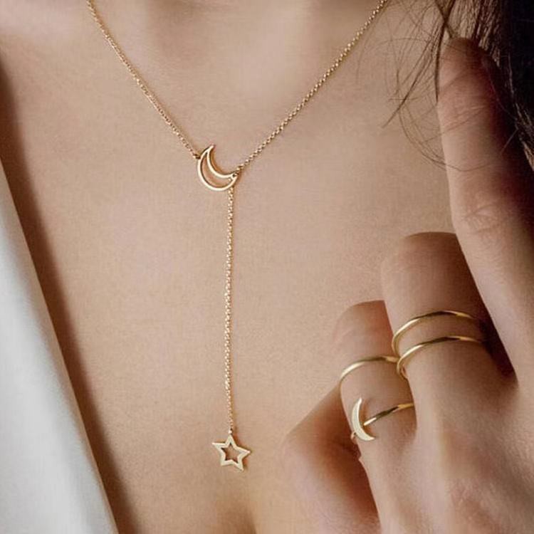 [COD] Kalung Rantai Liontin Bulan Sabit Simple Elegan Adjustable untuk Wanita