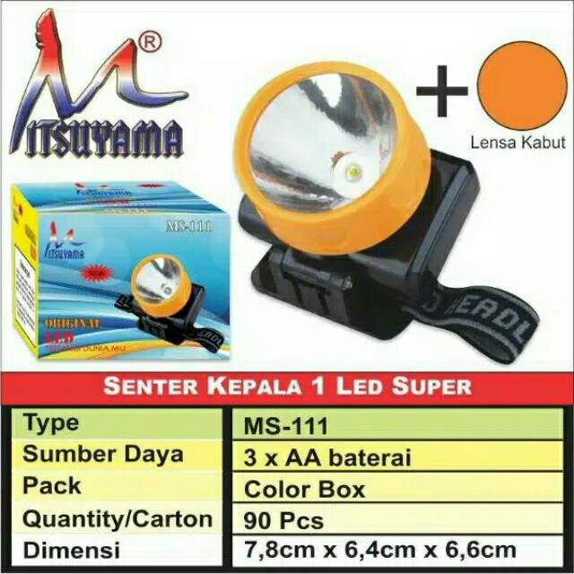 LAMPU SENTER KEPALA RL 2019 1 LED ROLINSON HEADLAMP / HEADLIGHT BATRE