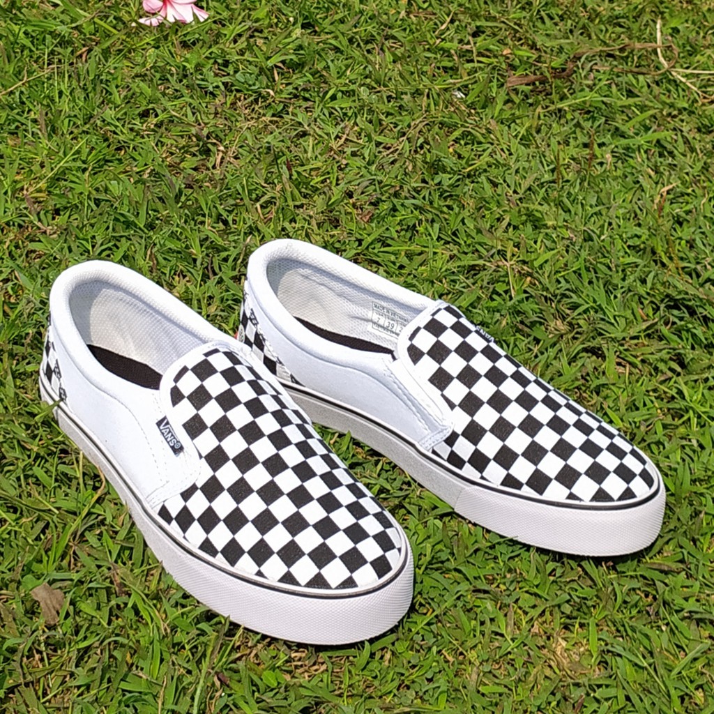 SEPATU PRIA SLIP ON SLIPON VANS SLOP CATUR PUTIH