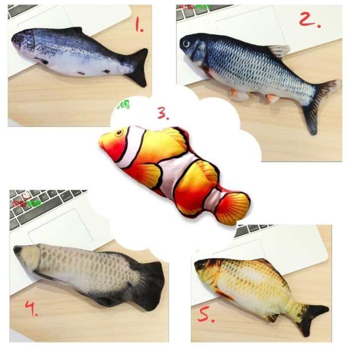 boneka usb ikan emo bisa gerak seperti asli bahan halus cute