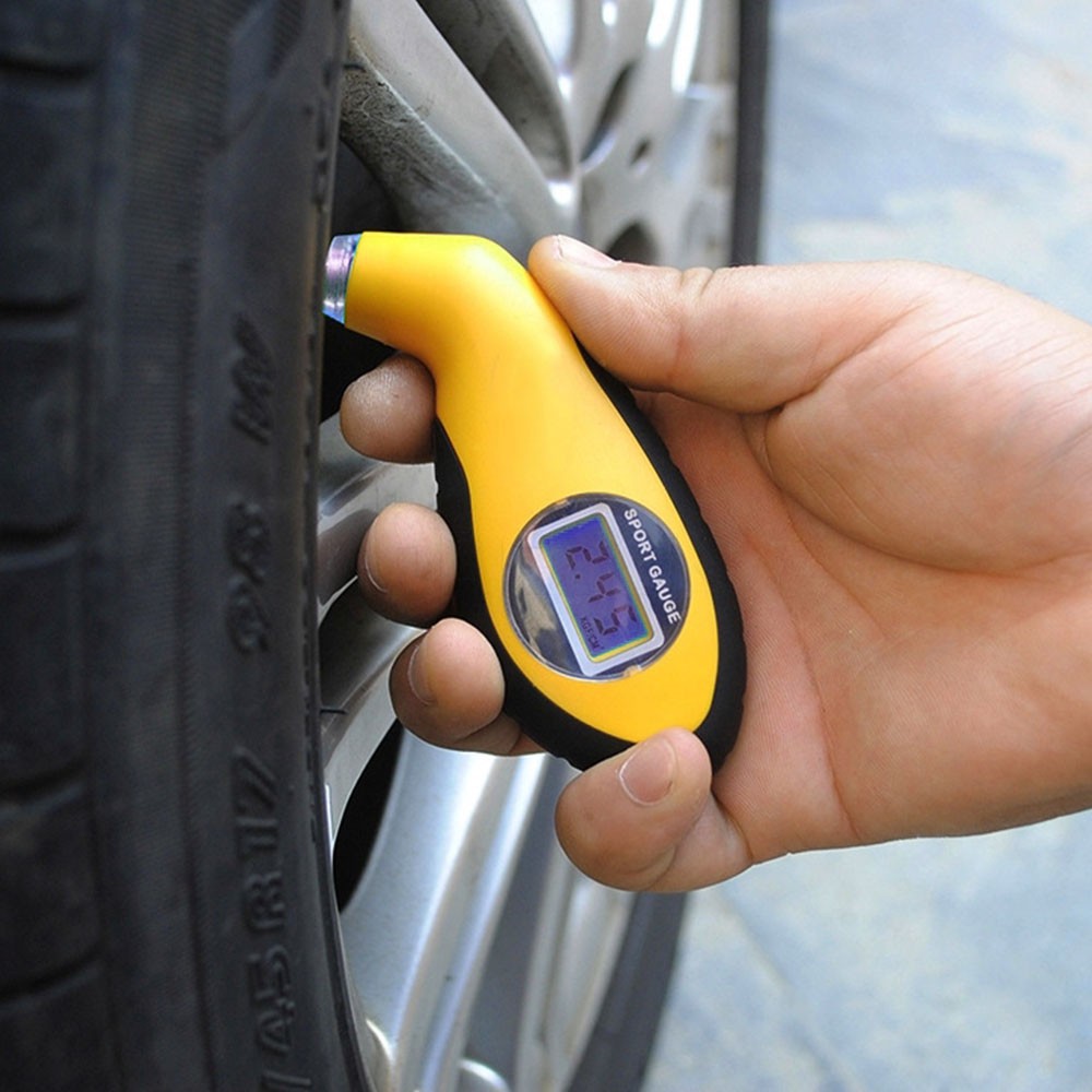 Manometer Tekanan Ban Mobil Digital Tire Gauge LCD Barometers - 1412 - Yellow