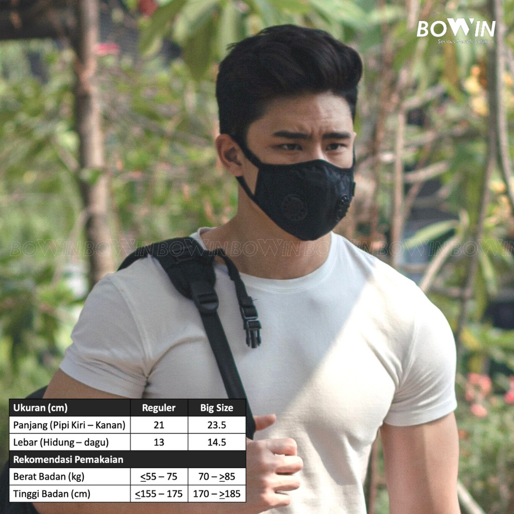 Bowin Masker N99 CV - Dual Filter Karbon Aktif (Masker Kesehatan/ Masker Polusi/ Masker Motor)