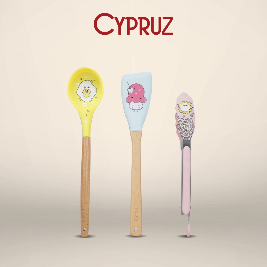 Cypruz Utensil Joy Ful With Pattern Silicone Set 3 pcs
