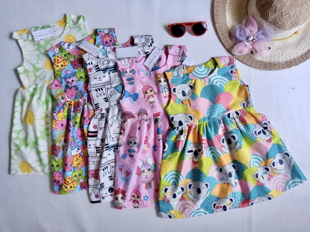 Overall dress kancing anak perempuan bahan katun catra dress smilee dress smile anak