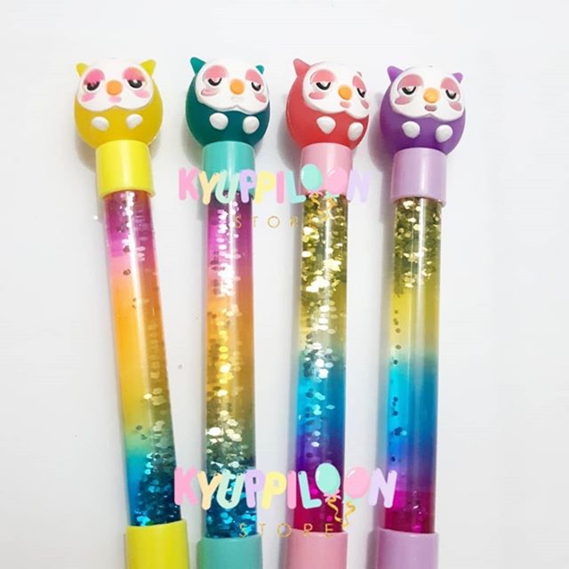 

Pulpen Gel unik lucu Glitter Air Owl