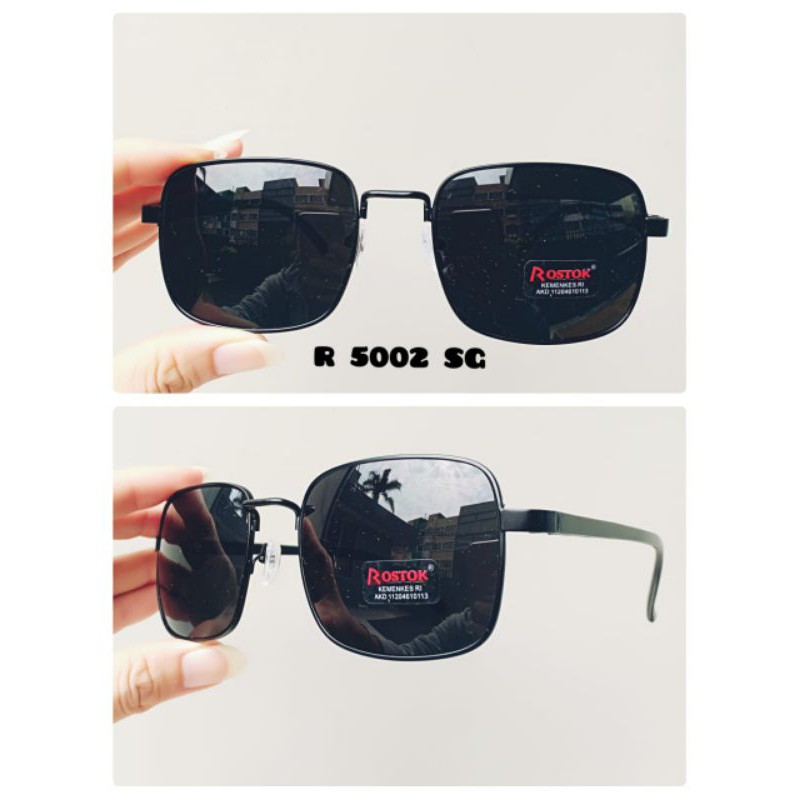 "R5002SG" KACAMATA KOREA HITAM AVIATOR UV400 FRAME KOTAK BESI TANGKAI LENTUR  GAGANG KECIL LENSA KAC