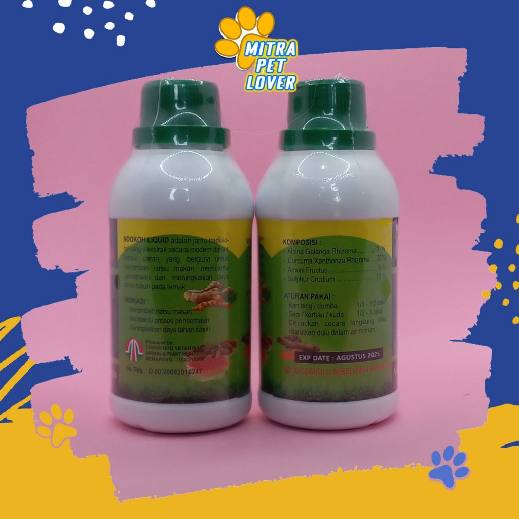 SUPLEMEN JAMU TAMBAH NAFSU MAKAN TERNAK - NDOKOH LIQUID 250 ML ORIGINAL - VITAMIN UNTUK DAYA TAHAN TUBUH IMUN DAN PENCERNAAN SAPI KAMBING BABI - MURAH - PET ANIMAL HEALTHCARE &amp; VETERINARY TAMASINDO OBAT KESEHATAN  HEWAN BINATANG PELIHARAAN MITRAPETLOVER