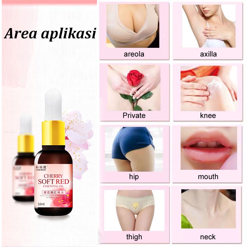 Pemutih ketiak dan selangkangan ampuh Minyak esensial merah muda Miss V Pencerah selangkangan Ketiak Hitam Pencerah Bibir 10ML Nipple Private Pemutih Essence Minyak