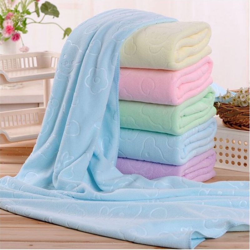 Handuk Mandi Besar 70x140cm Handuk Mandi Kecil 30x60cm Polos Motif Beruang Quick Drying Bath Towel