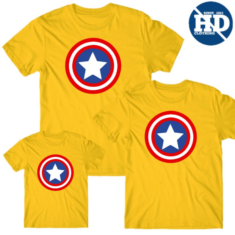 Kaos Captain America cotton combed 30s, atasan anak ibu dan ayah - baju family