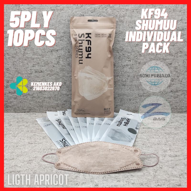 New Shumu Masker KF94 5ply Premium Mask 5 ply Kemenkes AKD KF 94 isi 10pcs Kemasan Ziplock Individual pack 1 masker 1 kemasan