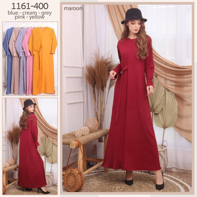 Gamis Plisket (Ori Queen) bahan Premium Turkey Import