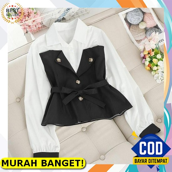 Baju Atasan Wanita Terbaru Lengan Panjang Kekinian Kemeja Blouse Murah Polos Dewasa Pakaian Kekinian