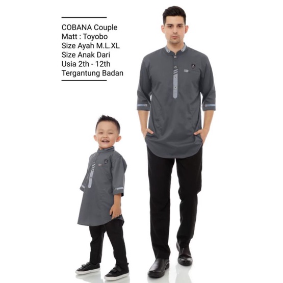 Baju Koko Kurta Couple Ayah Dan Anak Original Cobana Lengan 3/4