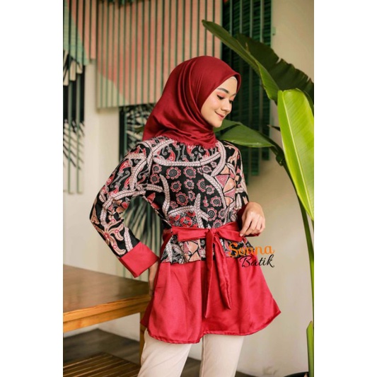 BATIKSONNA BATIK WANITA WARNA MERAH BUSUI MOTIF NAURA