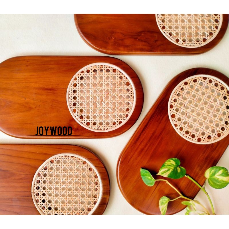 	 Joywood Nampan kayu nampan rotan nampan cantik	