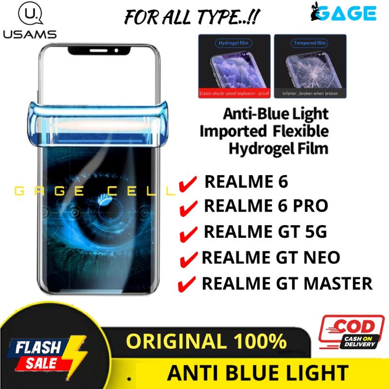 USAMS - HYDROGEL ANTI GORES BLUE LIGHT REALME 6 PRO GT NEO MASTER 5G FULL LAYAR RADIADI SCREEN