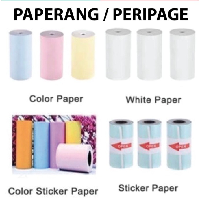 PAPERANG PERIPAGE STICKER KERTAS THERMAL Sticker Paper Roll 57*30mm(2.17*1.18in)