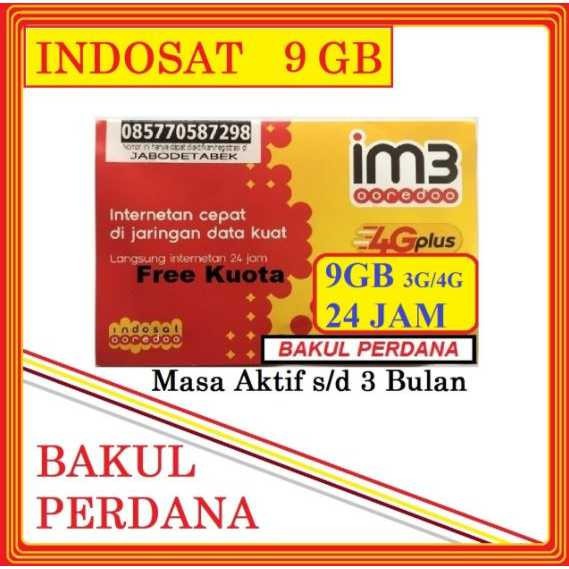 [Fzn] ~ Kartu Perdana Internet Indosat 9GB Kuota Jaringan (3G / 4G LTE) 24 Jam