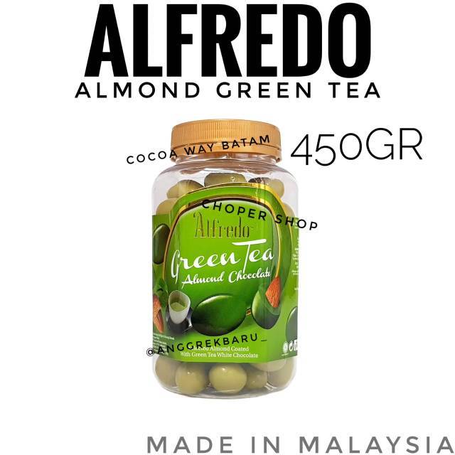 

Alfredo Jar Greentea Almond Chocolate 450gr