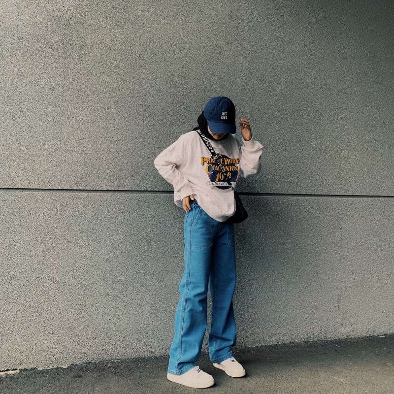 Celana Jeans Wanita Panjang Highwaist Amore Fatigue