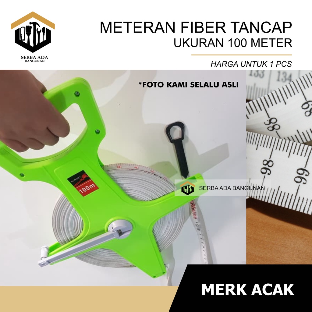 METERAN FIBER 100 METER / METERAN TANCAP TANAH 100 M 100 METER ROLL GULUNGAN FIBER