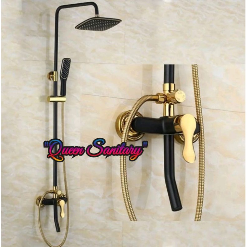 Shower Tiang Column Panas Dingin Black Gold /Shower Set Hitam Gold