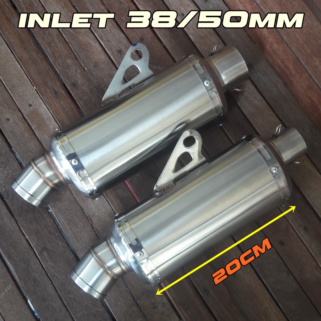 Knalpot Oval pendek 20cm Inlet 38/50mm, Beat, Vario, Scoopy, Nmax, Aerox, PCX, Jupiter, Vega, Supra, dll-1
