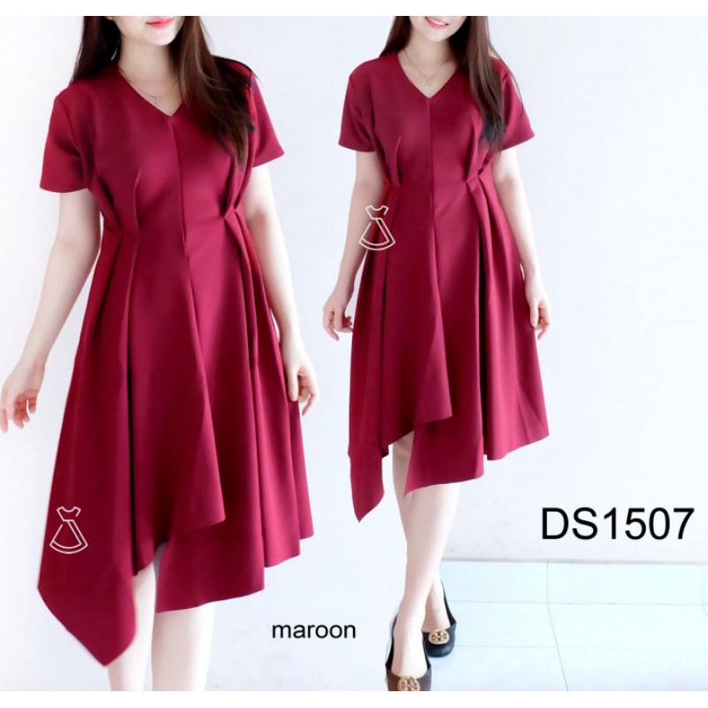 Dress Asimetris Scuba slim Cantik kode DS1507