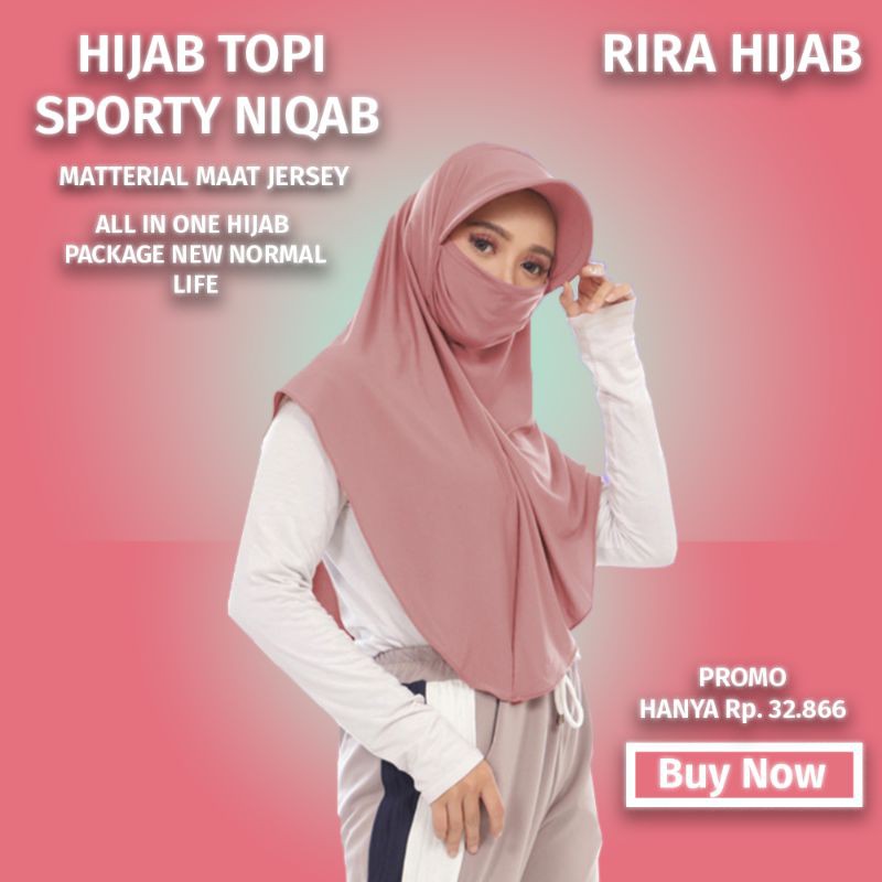 Grosir (SSC) Hijab Sporty Topi Dewasa Masker Niqab Bahan Jersy Premium Termurah