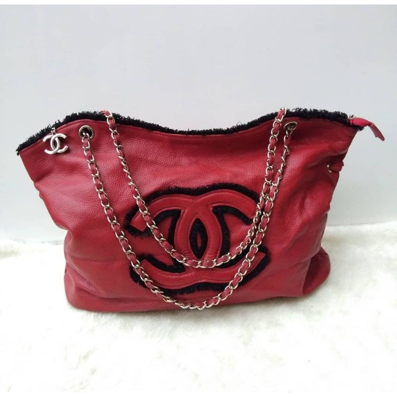 TOTE BAG CHANNEL FULL KULIT ASLI, SUPER KEREN, MANTULL, BAGUS BANGET &GOOD COND