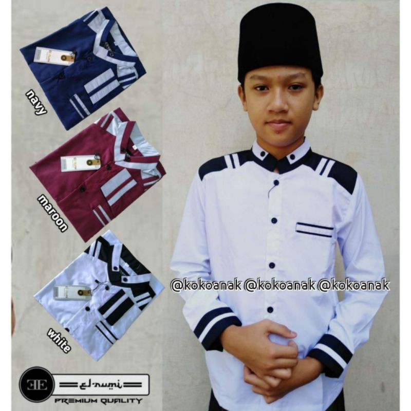 BAJU KOKO ANAK LENGAN PANJANG PRIA ORIGINAL ELRUMI BISA COD