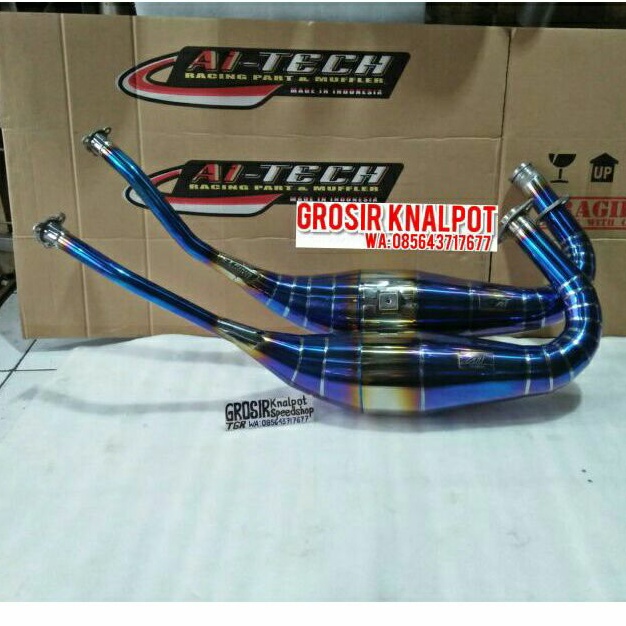 Perut Gembung leher Knalpot Aitech Original Bluemoon rainbow Ninja R RR SS ZX KRR KR Model Cobra & n