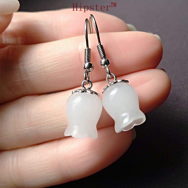 New Hot Sale Exquisite Light Luxury Ancient Style Hetian Jade Flower Earrings