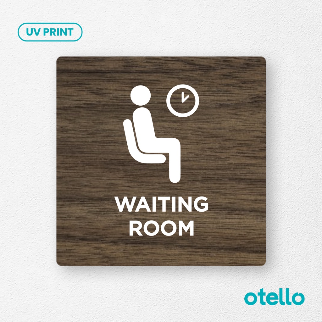 Signage Waiting Room Sign Board Kayu Wooden Label Ruang Tunggu Kantor Tag Plat Dinding