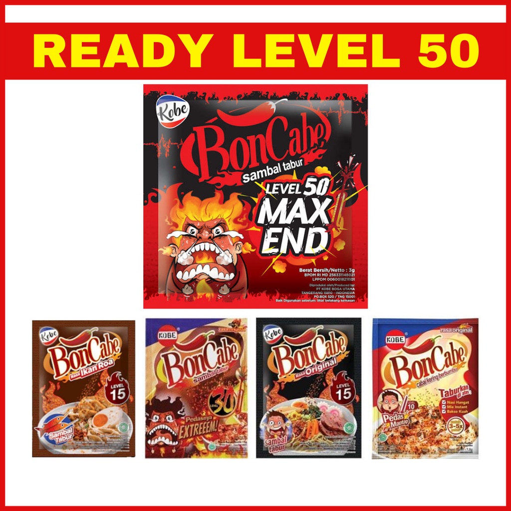 BONCABE LEVEL ALL SACHET TERMURAH LEVEL 10 / 15 / 30 / ROA / 50 MAX END 100% ORIGINAL Bon cabe