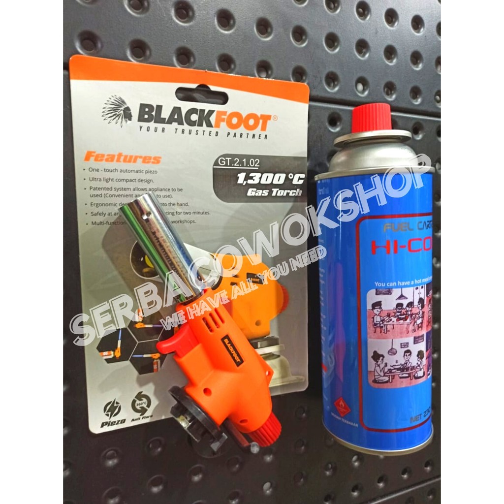 Blackfoot Paket Gas Torch Anti Flare + Gas Hi cook Portable Serbaguna Siap Pakai KHUSUS AREA JAWA