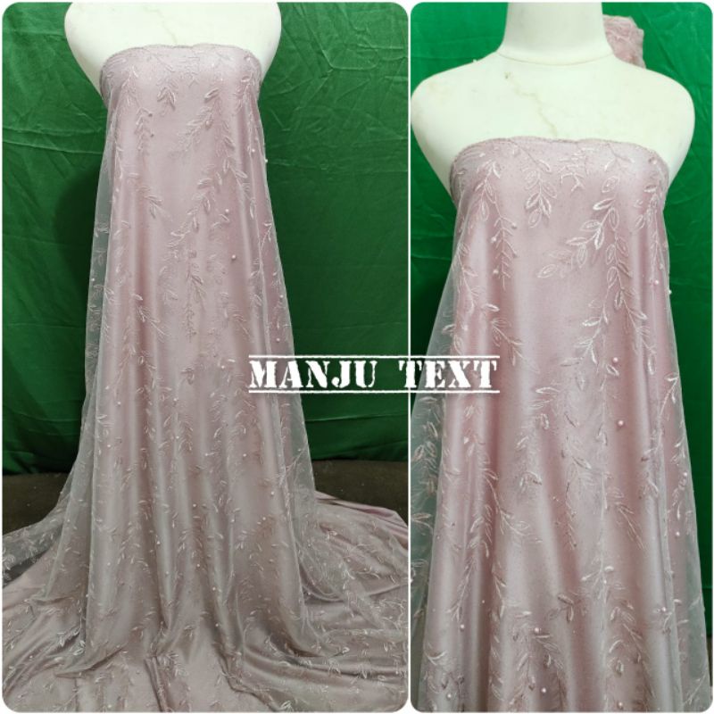 Kain tile akar mutiara / bahan Tulle mutiara / bahan dress,gaun,seragaman,dll