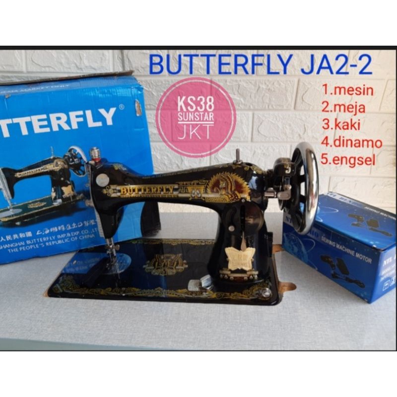 mesin jahit butterfly ja2-2 lengkap full set+ peking