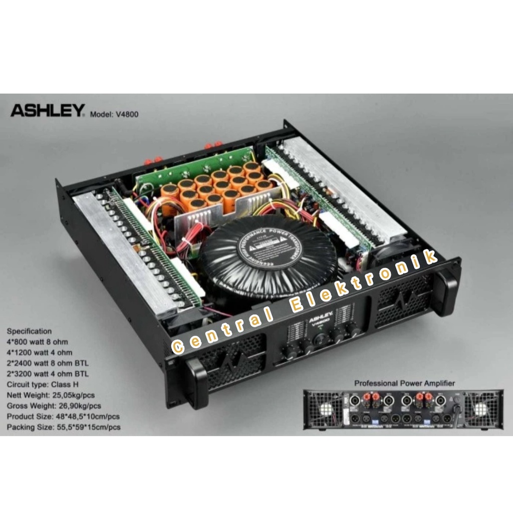 Power Amplifier Ashley v4800 / v 4800 ( 4 channel ) Ashley
