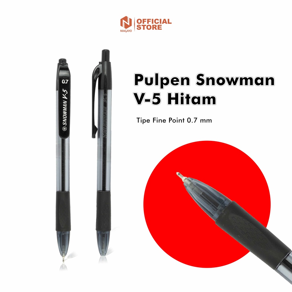 

Pulpen Bolpen Snowman V5 Hitam Fine Point 0.7mm