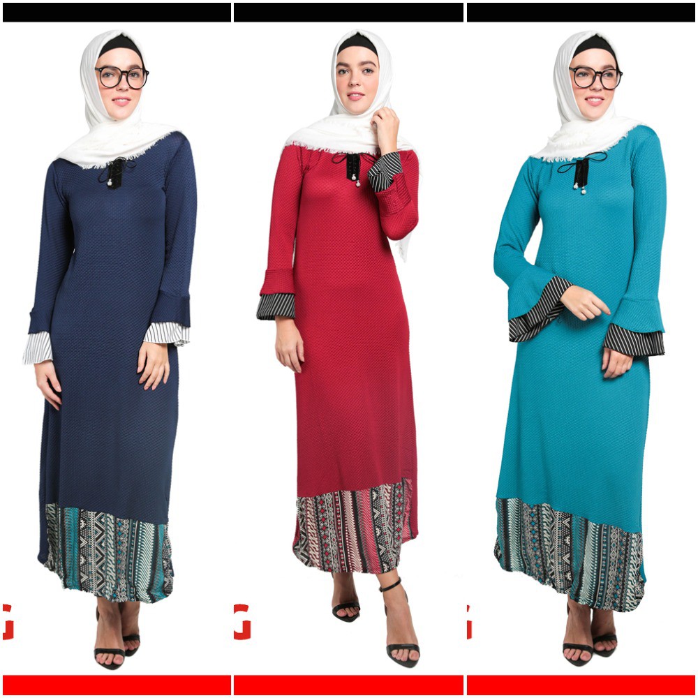 Gamis Motif Kombinasi / Busana Muslim / Baju Muslim / Gamis Pesta (GMS)