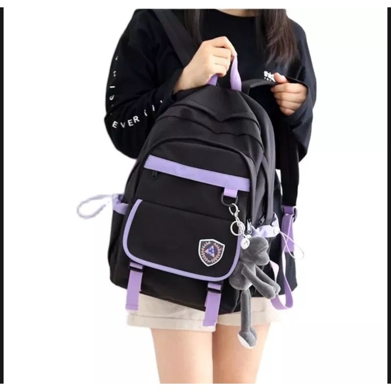 Ransel Wanita Nilon Tahan Air Tas Travel Berpanel Cantik Wanita Tas Sekolah Kapasitas Besar untuk Anak Perempuan Ransel Laptop 15 Inci Baru-3