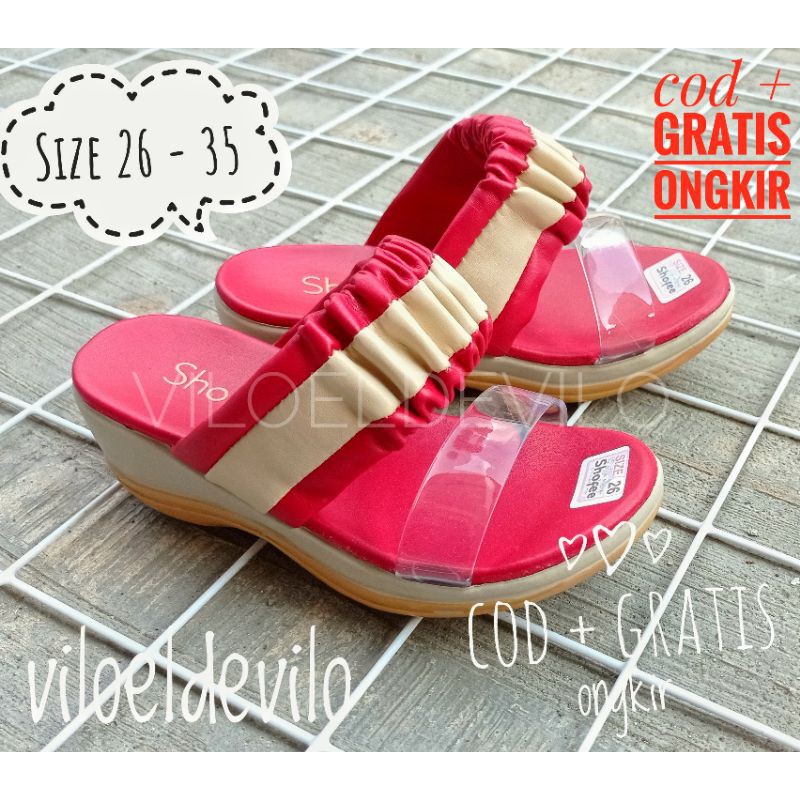 Sandal Anak Perempuan Wedges Size 26 - 35 (WEDGES SELOP ANAK)