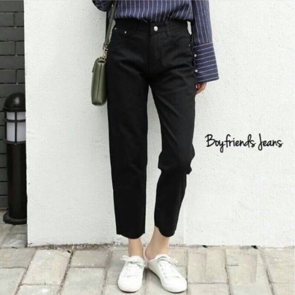 CELANA JEANS WANITA BOYFRIEND JEANS BLACK