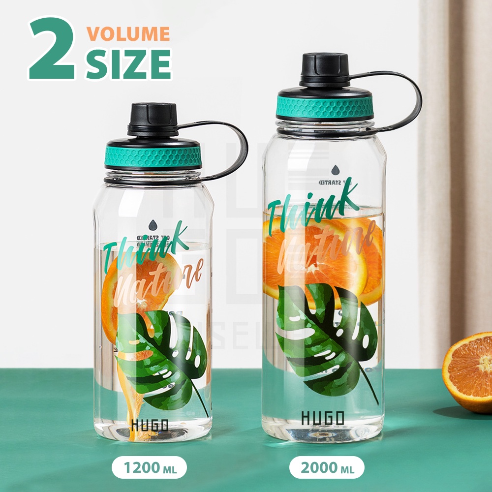 HUGO Botol Minum Besar Jumbo Sporty Nature Bottle Tempat Air Minum 1200 dan 2000 ml