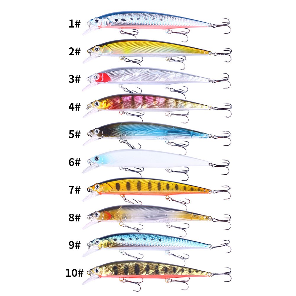 HENGJIA 10PCs New 14cm/18g 3D Eyes Umpan Floating Minnow Bentuk Ikan Fishing Lures 3D Eyes Artificial Hard Bait