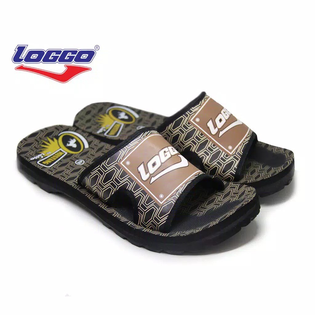 Sandal Selop Pria Loggo - Sandal Slide Slip On - Sandal Loggo Mustang