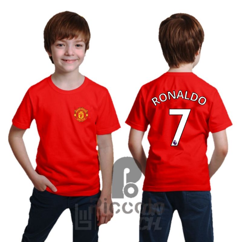 BAJU KAOS ANAK manchester united CR7 Ronaldo bahan premium