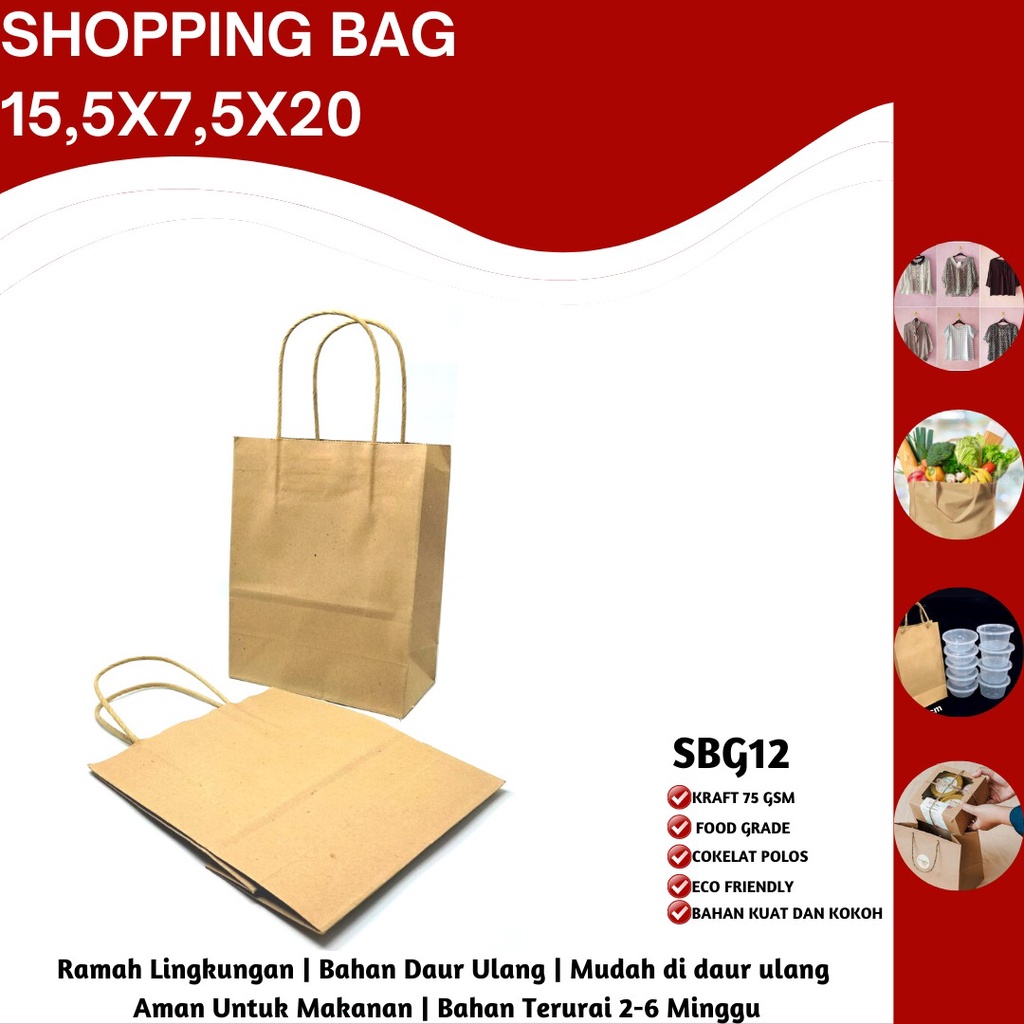 Paper Bag Goodie Bag Tas Belanja (SBG12-15.5X7.5X20)